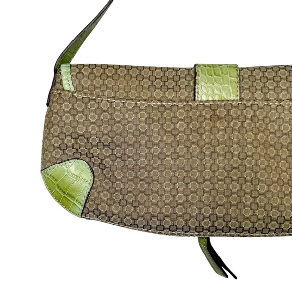 Vintage Nine West Baguette Green and Canvas Women’s Shoulder Bag OS - Picture 6 of 12